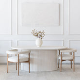 Sahara 200cm 6 Seater Marble Dining Table With solid Wood Base